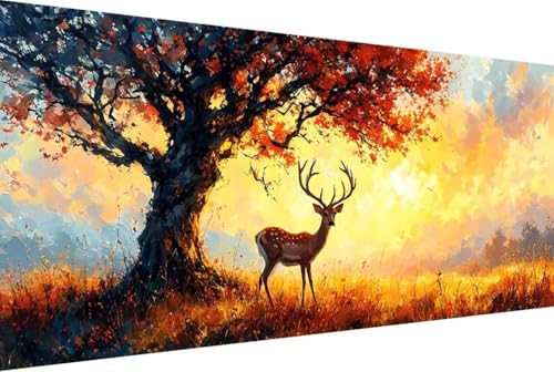 Landschaft Malen Nach Zahlen Tier Malen Nach Zahlen Erwachsene Rahmenlos Paint by Numbers, mit Pinseln und Acrylfarben Leinwand Art Kits Paint by Numbers Adult Home Haus Deko Geschenke 100x200cm -495L von Zgcoyeo