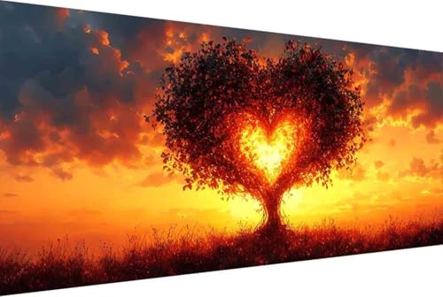 Liebe Malen Nach Zahlen Baum Malen Nach Zahlen Erwachsene Gerahmt Paint by Numbers, mit Pinseln und Acrylfarben Leinwand Art Kits Paint by Numbers Adult für Geschenke und Home Haus Deko 30x60cm -29yX von Zgcoyeo