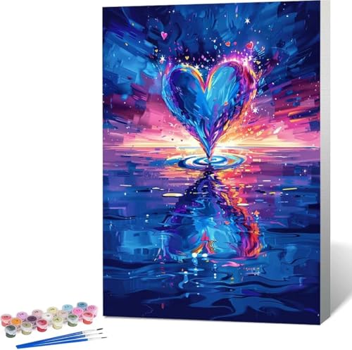 Liebe Malen Nach Zahlen Landschaft Malen Nach Zahlen Erwachsene Rahmenlos Paint by Numbers Kit, DIY Malen Nach Zahlen Kinder mit Pinseln und Acrylfarben, Geschenke und Heimdekoration 100x135 cm 1-8 von Zgcoyeo