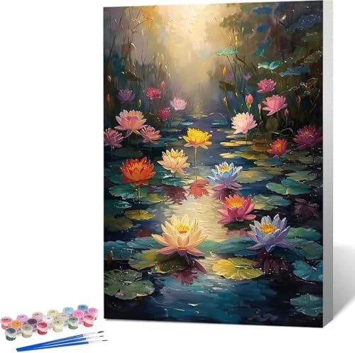 Lotus Malen Nach Zahlen Blume Malen Nach Zahlen Erwachsene Rahmenlos Paint by Numbers Kit, DIY Malen Nach Zahlen Kinder mit Pinseln und Acrylfarben, für Geschenke und Heimdekoration 100x135 cm 6-8 von Zgcoyeo