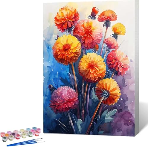 Malen Nach Zahlen Erwachsene Blatt Malen Nach Zahlen mit Rahmen Malen Nach Zahlen Klein 100x135 cm Paint by Numbers Adult mit Pinseln und Acrylfarben Bastelset Geschenke und Home Haus Deko (Blume) 9-5 von Zgcoyeo