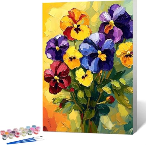 Malen Nach Zahlen Erwachsene Blatt Malen Nach Zahlen mit Rahmen Malen Nach Zahlen Klein 30x40 cm Paint by Numbers Adult mit Pinseln und Acrylfarben Bastelset Geschenke und Home Haus Deko (Blume) 8-P von Zgcoyeo