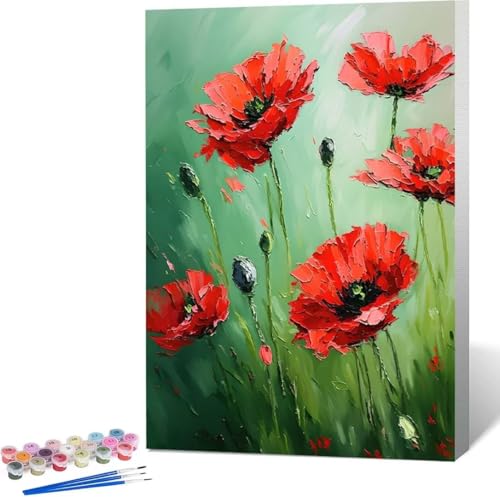 Malen Nach Zahlen Erwachsene Blume Malen Nach Zahlen mit Rahmen Malen Nach Zahlen Klein 30x40 cm Paint by Numbers Adult mit Pinseln und Acrylfarben Bastelset Geschenke und Home Haus Deko (Blatt) U-S von Zgcoyeo