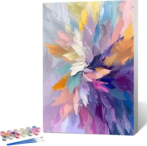 Malen Nach Zahlen Erwachsene Blume Malen Nach Zahlen mit Rahmen Malen Nach Zahlen Klein 30x40 cm Paint by Numbers Adult mit Pinseln und Acrylfarben Bastelset Home Haus Deko Geschenke (Regenbogen) G-4 von Zgcoyeo