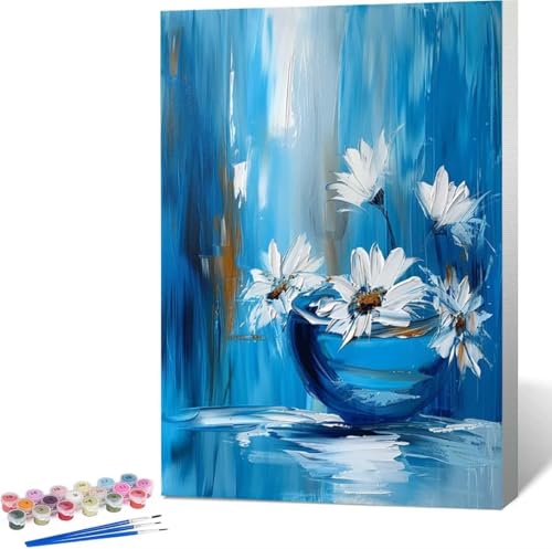 Malen Nach Zahlen Erwachsene Blume Malen Nach Zahlen mit Rahmen Malen Nach Zahlen Klein 40x50 cm Paint by Numbers Adult mit Pinseln und Acrylfarben Bastelset Geschenke und Home Haus Deko (Blatt) W-X von Zgcoyeo