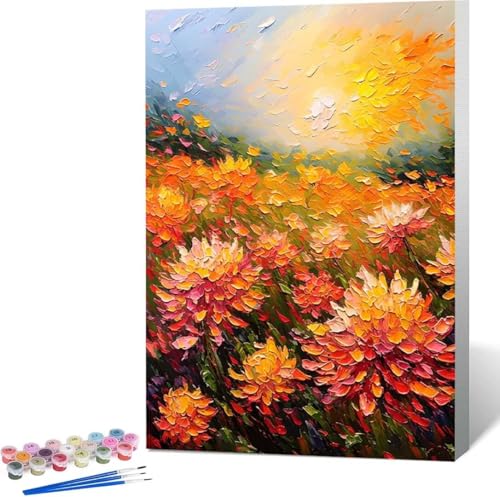 Malen Nach Zahlen Erwachsene Blume Malen Nach Zahlen mit Rahmen Malen Nach Zahlen Klein 60x80 cm Paint by Numbers Adult mit Pinseln und Acrylfarben Bastelset Home Haus Deko Geschenke (Landschaft) 4-Y von Zgcoyeo