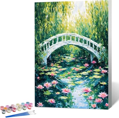 Malen Nach Zahlen Erwachsene BrüCke Malen Nach Zahlen mit Rahmen Malen Nach Zahlen Klein 100x135 cm Paint by Numbers Adult mit Pinseln und Acrylfarben Geschenke und Home Haus Deko (Landschaft) 1-6 von Zgcoyeo