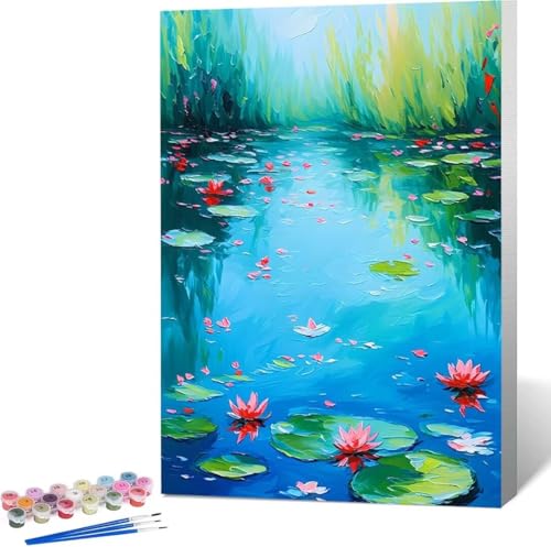 Malen Nach Zahlen Erwachsene Fluss Malen Nach Zahlen mit Rahmen Malen Nach Zahlen Klein 70x95 cm Paint by Numbers Adult mit Pinseln und Acrylfarben Bastelset Geschenke und Home Haus Deko (Blume) 3-U von Zgcoyeo