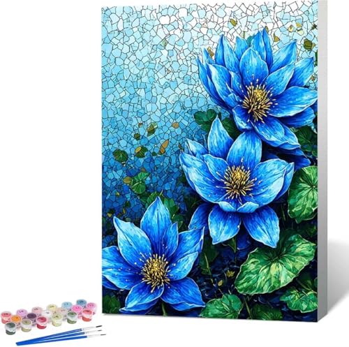 Malen Nach Zahlen Erwachsene Lotus Malen Nach Zahlen mit Rahmen Malen Nach Zahlen Klein 30x40 cm Paint by Numbers Adult mit Pinseln und Acrylfarben Bastelset Geschenke und Home Haus Deko (Blume) 4-3 von Zgcoyeo