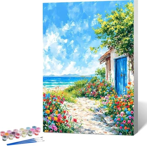 Malen Nach Zahlen Erwachsene Meer Malen Nach Zahlen mit Rahmen Malen Nach Zahlen Klein 30x40 cm Paint by Numbers Adult mit Pinseln und Acrylfarben Bastelset Geschenke und Home Haus Deko (Blume) Z-A von Zgcoyeo