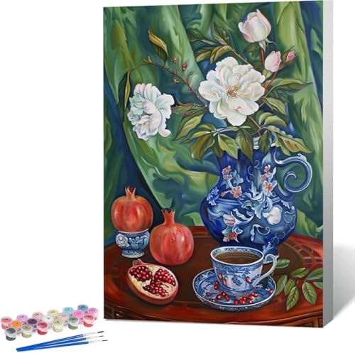 Malen Nach Zahlen Erwachsene Obst Malen Nach Zahlen mit Rahmen Malen Nach Zahlen Klein 100x135 cm Paint by Numbers Adult mit Pinseln und Acrylfarben Bastelset Geschenke und Home Haus Deko (Blume) 1-9 von Zgcoyeo