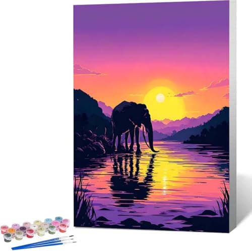 Malen Nach Zahlen Erwachsene Sonnenuntergang Malen Nach Zahlen mit Rahmen Malen Nach Zahlen Klein 100x135 cm Paint by Numbers Adult mit Pinseln und Acrylfarben Geschenke und Home Haus Deko (Tier) 6-K von Zgcoyeo