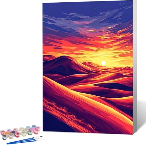 Malen Nach Zahlen Erwachsene Sonnenuntergang Malen Nach Zahlen mit Rahmen Malen Nach Zahlen Klein 40x50 cm Paint by Numbers Adult mit Pinseln und Acrylfarben Home Haus Deko Geschenke (Landschaft) 6-X von Zgcoyeo