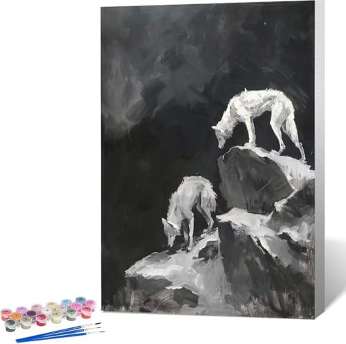 Malen Nach Zahlen Erwachsene Tier Malen Nach Zahlen mit Rahmen Malen Nach Zahlen Klein 30x40 cm Paint by Numbers Adult mit Pinseln und Acrylfarben Bastelset Geschenke und Home Haus Deko (Wolf) K-1 von Zgcoyeo