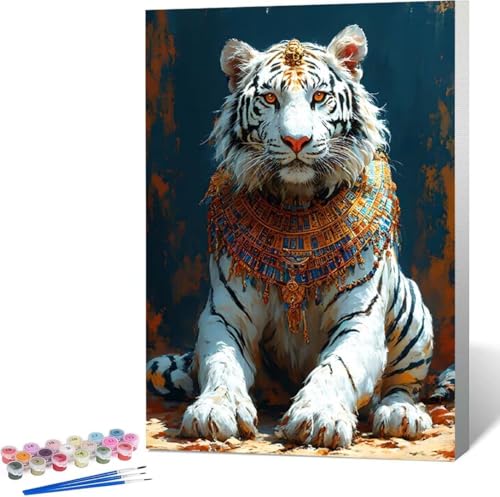 Malen Nach Zahlen Erwachsene Tier Malen Nach Zahlen mit Rahmen Malen Nach Zahlen Klein 40x50 cm Paint by Numbers Adult mit Pinseln und Acrylfarben Bastelset Geschenke und Home Haus Deko (Tiger) 0-5 von Zgcoyeo