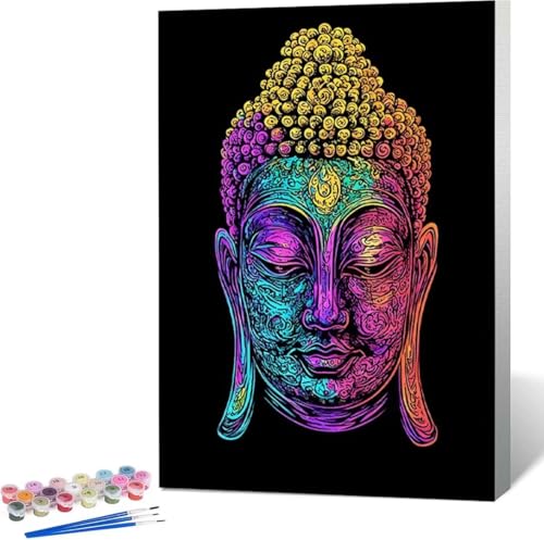 Malen Nach Zahlen Erwachsene Zen Malen Nach Zahlen mit Rahmen Malen Nach Zahlen Klein 70x95 cm Paint by Numbers Adult mit Pinseln und Acrylfarben Bastelset Geschenke und Home Haus Deko (Buddha) D-2 von Zgcoyeo