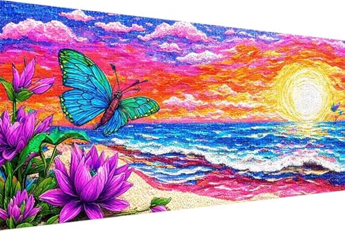 Meer Malen Nach Zahlen Blume Malen Nach Zahlen Erwachsene Gerahmt Paint by Numbers, mit Pinseln und Acrylfarben Leinwand Art Kits Paint by Numbers Adult für Geschenke und Home Haus Deko 100x200cm -85T von Zgcoyeo