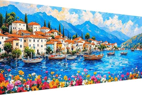 Meer Malen Nach Zahlen Blume Malen Nach Zahlen Erwachsene Rahmenlos Paint by Numbers, mit Pinseln und Acrylfarben Leinwand Kits Paint by Numbers Adult für Geschenke und Home Haus Deko 30x60cm -3853 von Zgcoyeo