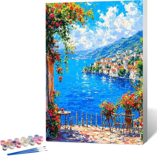 Meer Malen Nach Zahlen Blume Malen Nach Zahlen Erwachsene Rahmenlos Paint by Numbers Kit, DIY Malen Nach Zahlen Kinder mit Pinseln und Acrylfarben, für Geschenke und Heimdekoration 100x135 cm 1-1 von Zgcoyeo