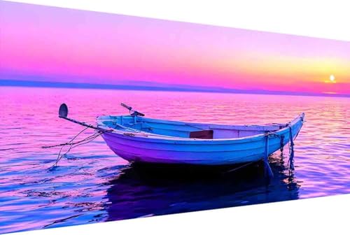 Meer Malen Nach Zahlen Boot Malen Nach Zahlen Erwachsene Gerahmt Paint by Numbers, mit Pinseln und Acrylfarben Leinwand Art Kits Paint by Numbers Adult für Geschenke und Home Haus Deko 100x200cm -1k5 von Zgcoyeo