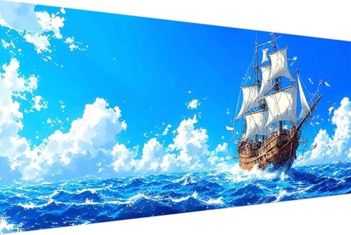 Meer Malen Nach Zahlen Boot Malen Nach Zahlen Erwachsene Rahmenlos Paint by Numbers, mit Pinseln und Acrylfarben Leinwand Art Kits Paint by Numbers Adult für Geschenke und Home Haus Deko 30x60cm -745E von Zgcoyeo