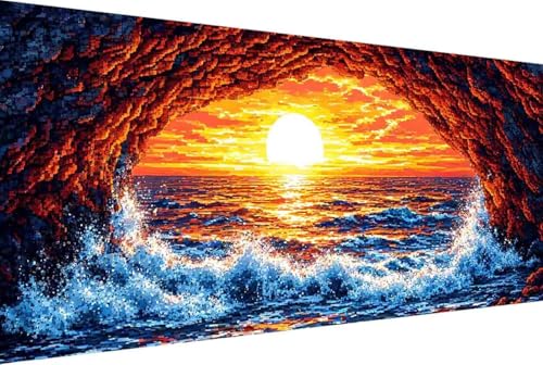 Meer Malen Nach Zahlen Erwachsene Rahmenlos Sonnenuntergang Malen Nach Zahlen Klein 40x80cm Paint by Numbers Adult mit Acrylfarben Set und 4 Pinsel Ölgemälde Leinwand Bastelset Heimdekoration -29yZ von Zgcoyeo