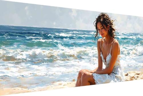 Meer Malen Nach Zahlen Frau Malen Nach Zahlen Erwachsene Gerahmt Paint by Numbers, mit Pinseln und Acrylfarben Leinwand Art Kits Paint by Numbers Adult für Geschenke und Home Haus Deko 100x200cm -41rX von Zgcoyeo