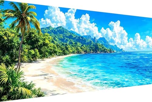 Meer Malen Nach Zahlen Strand Malen Nach Zahlen Erwachsene Gerahmt Paint by Numbers, mit Pinseln und Acrylfarben Leinwand Art Kits Paint by Numbers Adult für Geschenke und Home Haus Deko 30x60cm -34y7 von Zgcoyeo