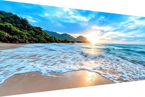 Meer Malen Nach Zahlen Strand Malen Nach Zahlen Erwachsene Rahmenlos Paint by Numbers, mit Pinseln und Acrylfarben Leinwand Art Kits Paint by Numbers Adult Geschenke und Home Haus Deko 100x200cm -37k1 von Zgcoyeo