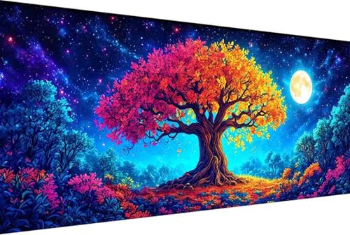 Mond Malen Nach Zahlen Baum Malen Nach Zahlen Erwachsene Gerahmt Paint by Numbers, mit Pinseln und Acrylfarben Leinwand Art Kits Paint by Numbers Adult für Geschenke und Home Haus Deko 100x200cm -24kK von Zgcoyeo