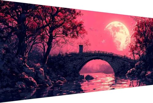 Mond Malen Nach Zahlen BrüCke Malen Nach Zahlen Erwachsene Rahmenlos Paint by Numbers, mit Pinseln und Acrylfarben Leinwand Kits Paint by Numbers Adult für Geschenke und Home Haus Deko 30x60cm -45yU von Zgcoyeo