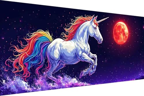 Mond Malen Nach Zahlen Einhorn Malen Nach Zahlen Erwachsene Rahmenlos Paint by Numbers, mit Pinseln und Acrylfarben Leinwand Kits Paint by Numbers Adult für Geschenke und Home Haus Deko 30x60cm -7hZ von Zgcoyeo