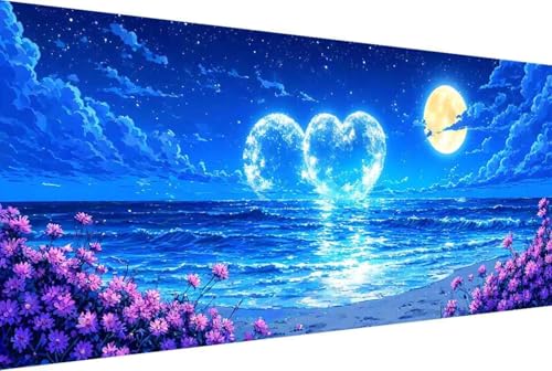 Mond Malen Nach Zahlen Erwachsene Gerahmt Blume Malen Nach Zahlen XXL 100x200cm Paint by Numbers Adult mit Acrylfarben Set und 4 Pinsel Ölgemälde Leinwand Bastelset Geschenke und Heimdekoration -37kN von Zgcoyeo