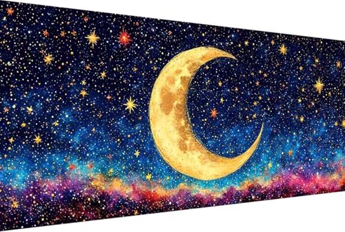 Mond Malen Nach Zahlen Erwachsene Gerahmt Stern Malen Nach Zahlen XXL 100x200cm Paint by Numbers Adult mit Acrylfarben Set und 4 Pinsel Ölgemälde Leinwand Bastelset Geschenke und Heimdekoration -35h6 von Zgcoyeo