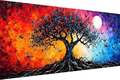 Mond Malen Nach Zahlen Erwachsene Rahmenlos Baum Malen Nach Zahlen XXL 100x200cm Paint by Numbers Adult mit Acrylfarben Set und 4 Pinsel Ölgemälde Leinwand Bastelset Geschenke und Heimdekoration -825R von Zgcoyeo