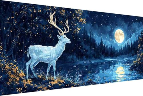 Mond Malen Nach Zahlen Tier Malen Nach Zahlen Erwachsene Gerahmt Paint by Numbers Kit, DIY Malen Nach Zahlen Kinder mit Pinseln und Acrylfarben Malen-Nach-Zahlen, Heimdekoration Geschenke 30x60cm -wP2 von Zgcoyeo