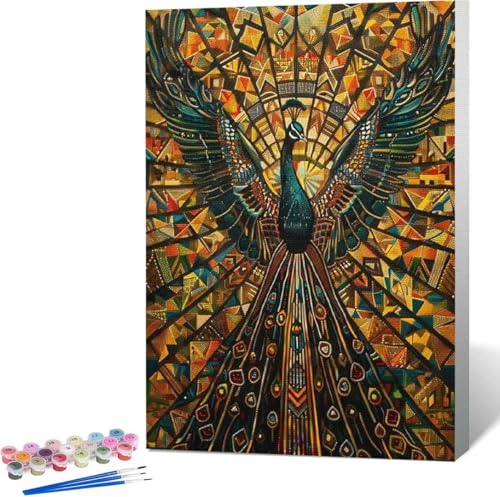 Pfau Malen Nach Zahlen Tier Malen Nach Zahlen Erwachsene Rahmenlos Paint by Numbers Kit, DIY Malen Nach Zahlen Kinder mit Pinseln und Acrylfarben, für Geschenke und Heimdekoration 100x135 cm S-1 von Zgcoyeo