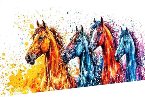 Pferd Malen Nach Zahlen Erwachsene Rahmenlos Tier Malen Nach Zahlen XXL 100x200cm Paint by Numbers Adult mit Acrylfarben Set und 4 Pinsel Ölgemälde Leinwand Bastelset Heimdekoration Geschenke -41hG von Zgcoyeo