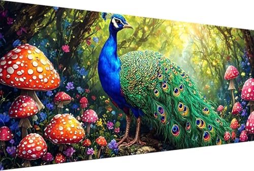 Pilz Malen Nach Zahlen Erwachsene Rahmenlos Pfau Malen Nach Zahlen Klein 30x60cm Paint by Numbers Adult mit Acrylfarben Set und 4 Pinsel Ölgemälde Leinwand Bastelset Geschenke und Heimdekoration -35rS von Zgcoyeo