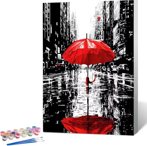 Regenschirm Malen Nach Zahlen Landschaft Malen Nach Zahlen Erwachsene Rahmenlos Paint by Numbers Kit, DIY Malen Nach Zahlen Kinder mit Pinseln und Acrylfarben, Heimdekoration Geschenke 100x135 cm 2-6 von Zgcoyeo