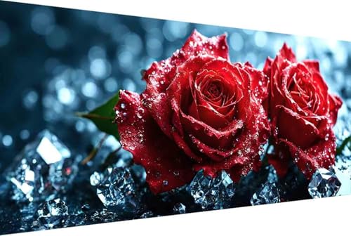 Rose Malen Nach Zahlen Blume Malen Nach Zahlen Erwachsene Gerahmt Paint by Numbers, mit Pinseln und Acrylfarben Leinwand Art Kits Paint by Numbers Adult für Geschenke und Home Haus Deko 30x60cm -23rB von Zgcoyeo