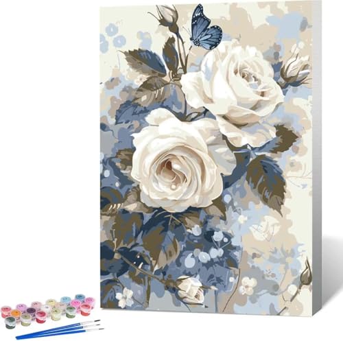 Rose Malen Nach Zahlen Blume Malen Nach Zahlen Erwachsene Rahmenlos Paint by Numbers Kit, DIY Malen Nach Zahlen Kinder mit Pinseln und Acrylfarben, für Geschenke und Heimdekoration 100x135 cm X-B von Zgcoyeo