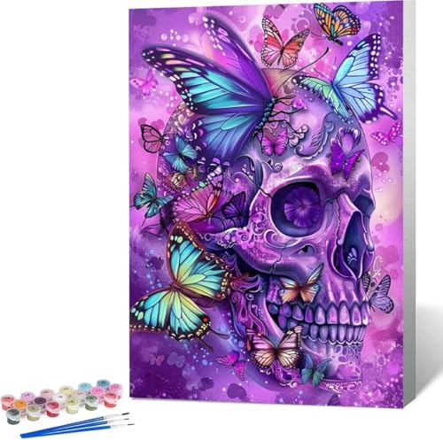 SchäDel Malen Nach Zahlen Schmetterling Malen Nach Zahlen Erwachsene Rahmenlos Paint by Numbers Kit, DIY Malen Nach Zahlen Kinder mit Pinseln und Acrylfarben, Geschenke und Heimdekoration 30x40 cm D-H von Zgcoyeo