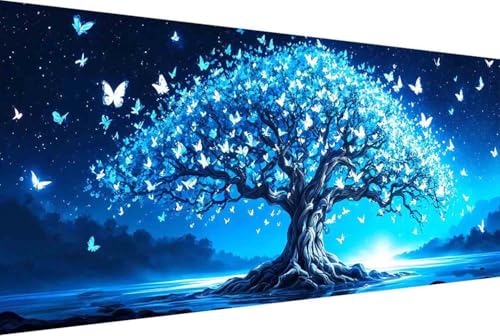 Schmetterling Malen Nach Zahlen Baum Malen Nach Zahlen Erwachsene Gerahmt Paint by Numbers, mit Pinseln und Acrylfarben Leinwand Art Kits Paint by Numbers Adult Home Haus Deko Geschenke 50x100cm -46yJ von Zgcoyeo