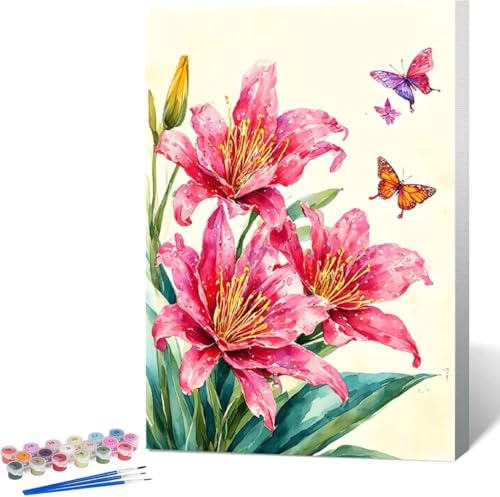 Schmetterling Malen Nach Zahlen Blume Malen Nach Zahlen Erwachsene Rahmenlos Paint by Numbers Kit, DIY Malen Nach Zahlen Kinder mit Pinseln und Acrylfarben, Geschenke und Heimdekoration 100x135 cm P-A von Zgcoyeo