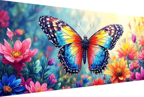 Schmetterling Malen Nach Zahlen Erwachsene Gerahmt Blume Malen Nach Zahlen XXL 100x200cm Paint by Numbers Adult mit Acrylfarben Set und 4 Pinsel Ölgemälde Leinwand Bastelset und Heimdekoration -80rQ von Zgcoyeo