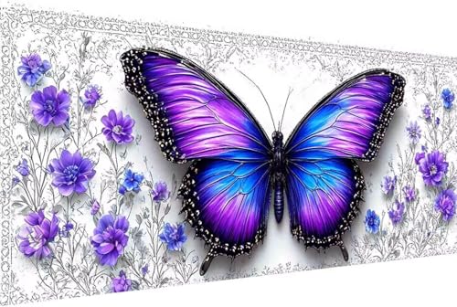 Schmetterling Malen Nach Zahlen Erwachsene Rahmenlos Blume Malen Nach Zahlen XXL 70x140cm Paint by Numbers Adult mit Acrylfarben Set und 4 Pinsel Ölgemälde Leinwand Bastelset und Heimdekoration -23r1 von Zgcoyeo