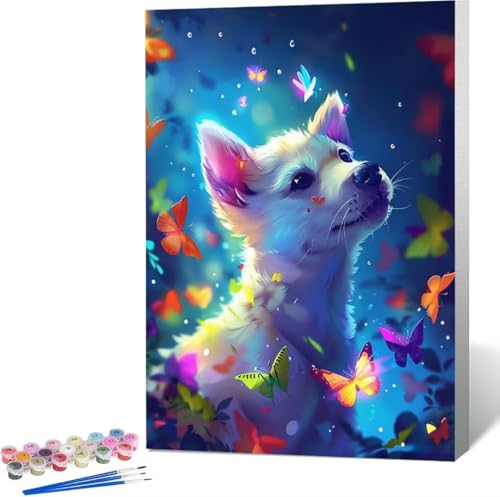 Schmetterling Malen Nach Zahlen Hund Malen Nach Zahlen Erwachsene Rahmenlos Paint by Numbers Kit, DIY Malen Nach Zahlen Kinder mit Pinseln und Acrylfarben, Geschenke und Heimdekoration 100x135 cm 4-C von Zgcoyeo