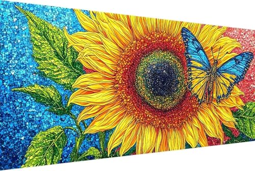 Schmetterling Malen Nach Zahlen Sonnenblume Malen Nach Zahlen Erwachsene Gerahmt Paint by Numbers, mit Pinseln und Acrylfarben Leinwand Art Kits Paint by Numbers Adult Home Haus Deko 100x200cm -26y8 von Zgcoyeo