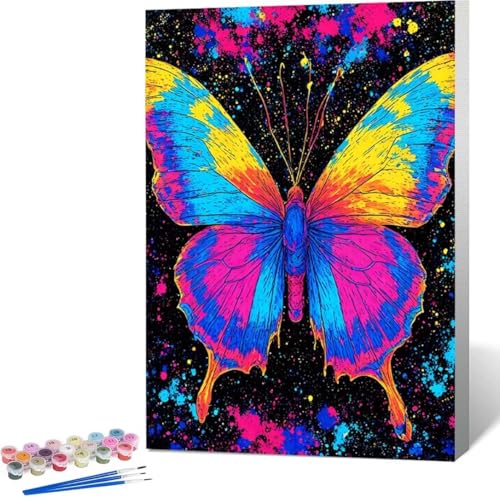 Schmetterling Malen Nach Zahlen Tier Malen Nach Zahlen Erwachsene Rahmenlos Paint by Numbers Kit, DIY Malen Nach Zahlen Kinder mit Pinseln und Acrylfarben, Geschenke und Heimdekoration 100x135 cm 2-Z von Zgcoyeo